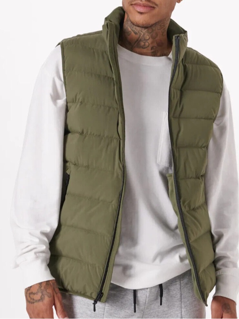 Men’s Abercrombie Primaloft Lightweight Puffer Vest in Olive